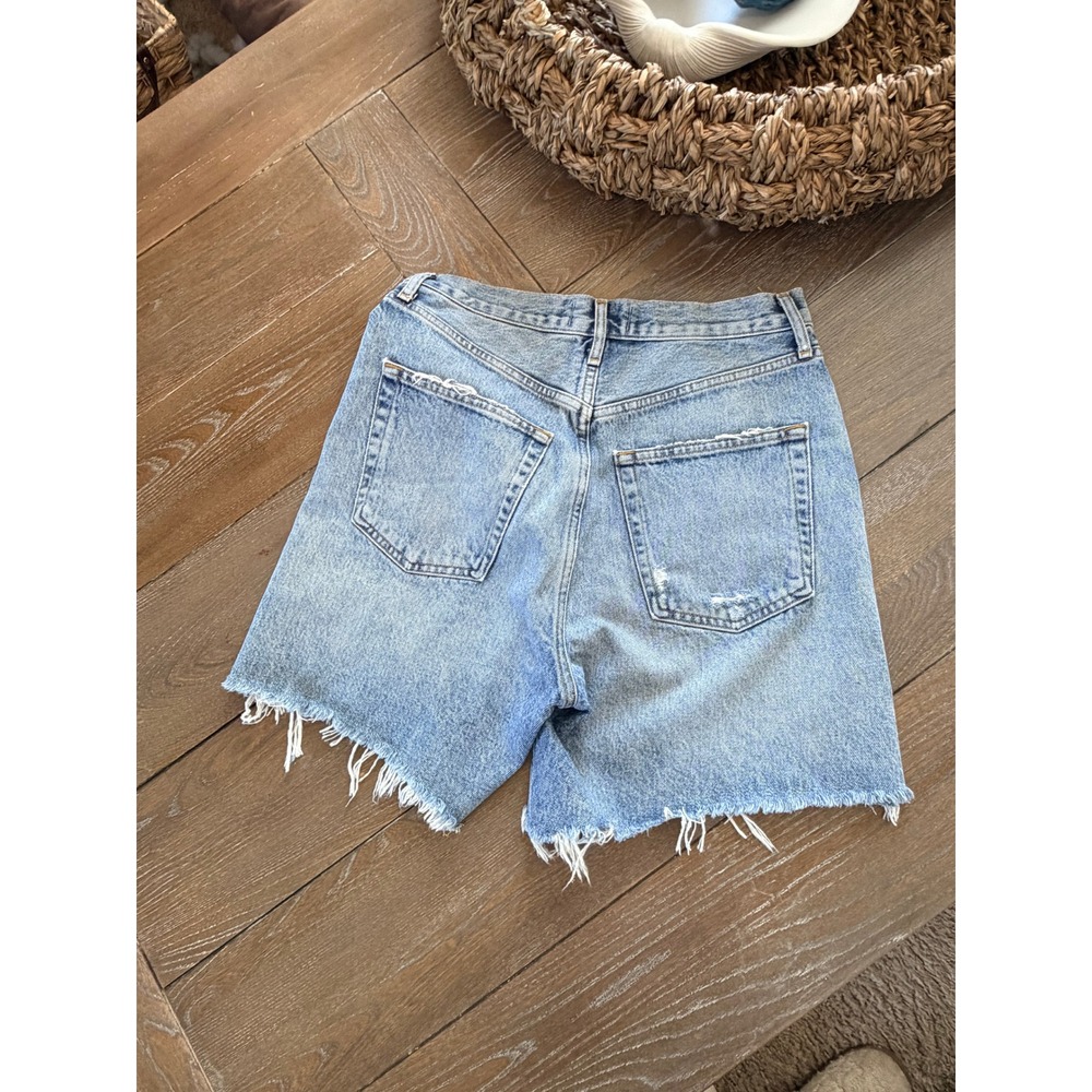 AGOLDE Stella High Rise Distressed Denim Shorts Womens Light Wash 26 - Picture 3 of 8